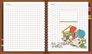 Academic Essentials | Leather-Tabbed Notebooks with School Subject Clipart