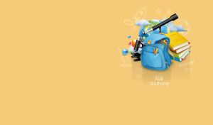 School-themed clip art set against a yellow-tan monochrome backdrop