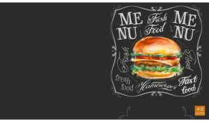 Vintage fast food concept design on a black chalkboard