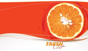 Fresh orange cut in a half on orange and white abstract background