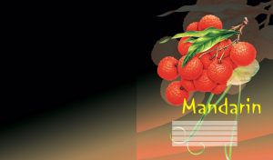 Bunch of orange mandarins with green leaves, isolated on a black orange gradient