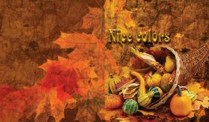 Mix of pumpkins out of wicker basket on Autumn red brown background