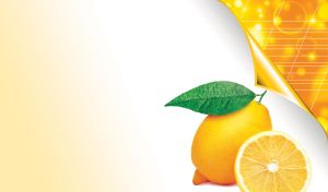 Fresh yellow lemons on a blank page turning to a yellow page