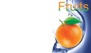 Isolated image of an orange on a white backdrop with blue aqua design