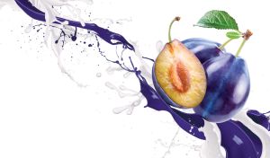 Juice & Milk Splashes | Fruits in Colorful Liquid on White