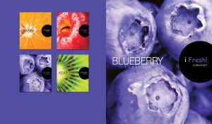 Close-up image of a ripe juicy blueberries on a dark purple background