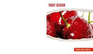 Fresh cherry closeup in a torn paper frame on a white background