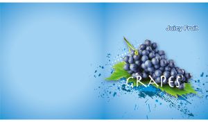 Juicy grapes on pastel blue gradient with blots and dots