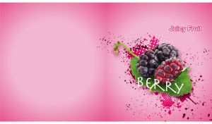 Juicy mulberries on pastel fuchsia gradient with blots and dots