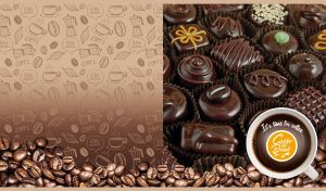 Delicious close-up of assorted dark chocolates on a brown gradient