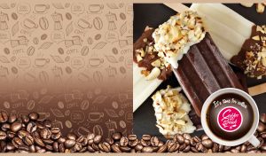 Delicious close-up of chocolate and vanilla popsicles on a brown gradient