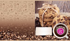 Delicious close-up of chocolate chip cookies on a brown gradient