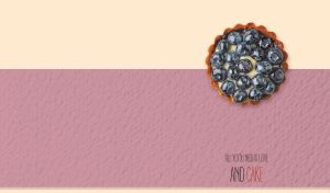 Mini blueberry tart on beige and textured purple-pink dual backdrop