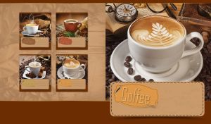 Leaf art cappuccino on coffee beans next to an old book and vintage pocket watch