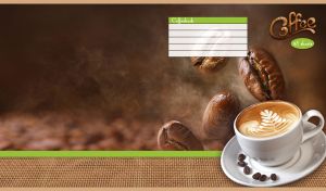 A white cup of latte on a brown coffee beans backdrop