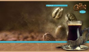 A melchior cup of a turkish coffee on a brown coffee beans backdrop