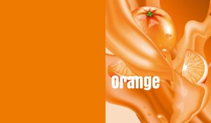 Vector drawn oranges in juicy splashes on an orange backdrop