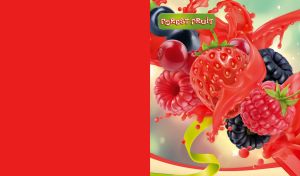 Forest berries in red juicy splashes on a pastel teal background