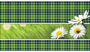 Floral Plaid | Flowers & Ladybugs on Green Tartan