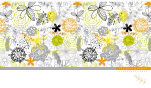 Hand-drawn abstract floral patterns and doodles on a white background