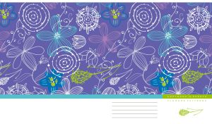 Hand-drawn abstract floral patterns and doodles on pastel violet and white
