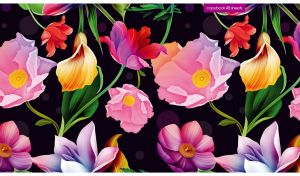 Colorful Tropical Flowers | Seamless Patterns in Vibrant Hues on Canvas