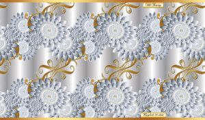 Seamless floral pattern of white sunflowers on a white silk backdrop