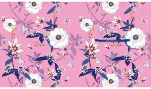 Seamless floral pattern with white anemones and lilies on pastel pink