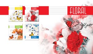 Butterflies sit on the delicate white and scarlet red carnations on white