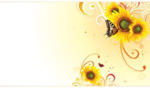 Floral pattern with sunflowers and butterfly on pastel yellow gradient