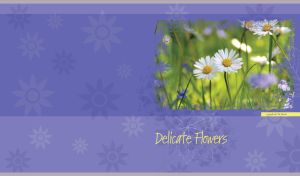 Daisies among the green grass on a pastel navy floral background