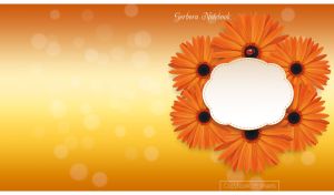 Orange gerbera wreath against an orange gradient background