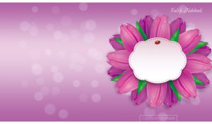 Violet and pink tulip wreath against a purple gradient background