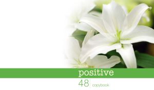 Think Positive image with white lilies on a white and green background