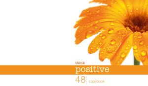 Think Positive image with an orange gerbera daisy on a white background