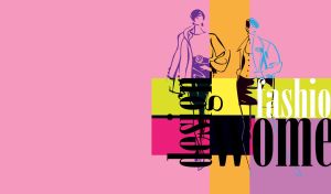 Sketch of woman fashion art cover on pink background