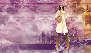 City Girl | Fashion Models Pose Against Ethereal Watercolor Cityscapes