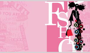 A silhouette of a fashion model with shopping bags on a pastel pink background