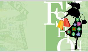 A silhouette of a fashion model with shopping bags on a pastel green background