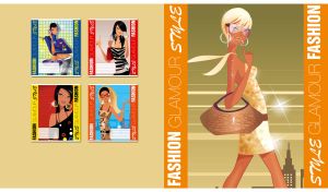 Glamorous fashionable blonde in a golden dress on an olive-tan background