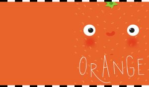 Funny cartoon orange face close-up on an orange background