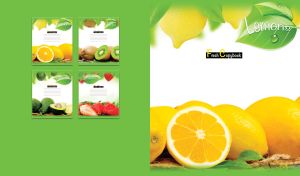Fresh lemons on white and green background