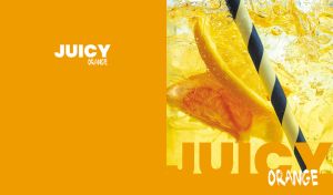 Orange slices and ice floating in sparkling water on orange