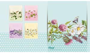 Gift card with wildflower on a pastel teal polka dot backdrop