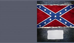 The flag of the Confederate States of America on a gray jeans textured backdrop