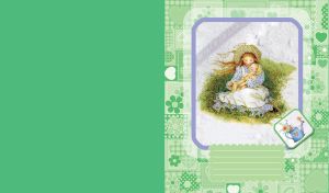 Older sister holding a toddler, sitting on a green grass in the wind, on green