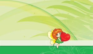 Female elf with ginger hair holds a red heart