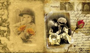 Kids Dating | Vintage Photos against Decorated Textured Background