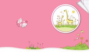 Children's drawing of a mommy giraffe and baby giraffe in the pink zoo