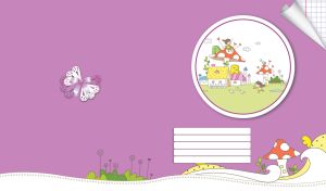 Children's drawing of the agaric village in purple